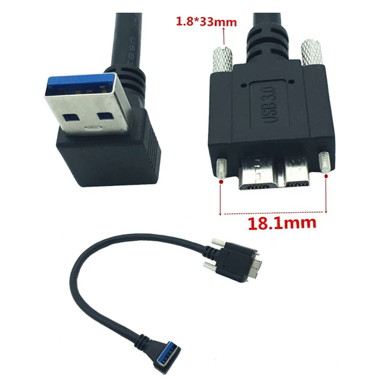 USB 3.0 Right-Angle Downward Elbow to Micro B 3.0 9-Core Tinned Copper Wire Factory High Speed Cable