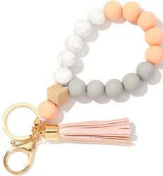 Silicone bead Keychain kawaii fashion tradey silicone multi color options cute keychain