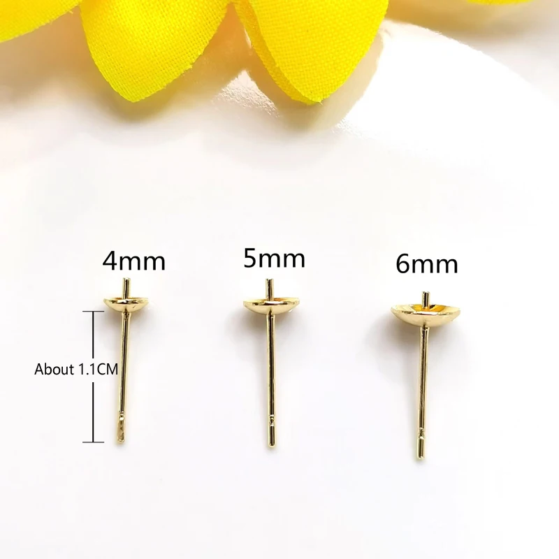 factory direct sales semi-finished product  gold and silver Ear Studs accessories Jewellery 4-5MM Ear Studs Pearl Tray