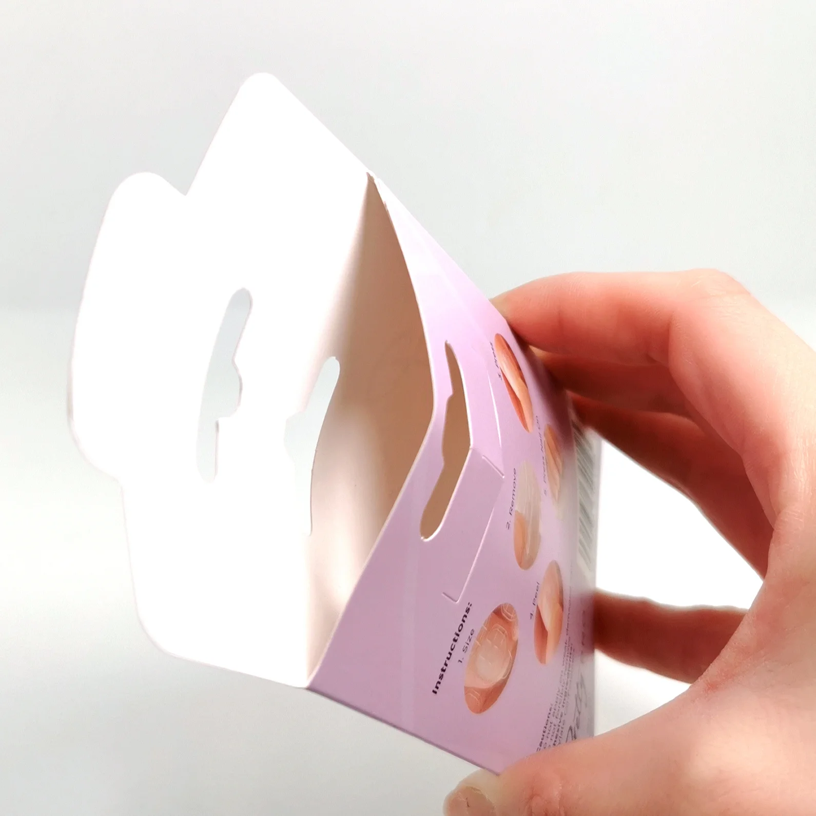 custom logo biodegradable cardboard paper envelope packaging for press on nail with die cut hole