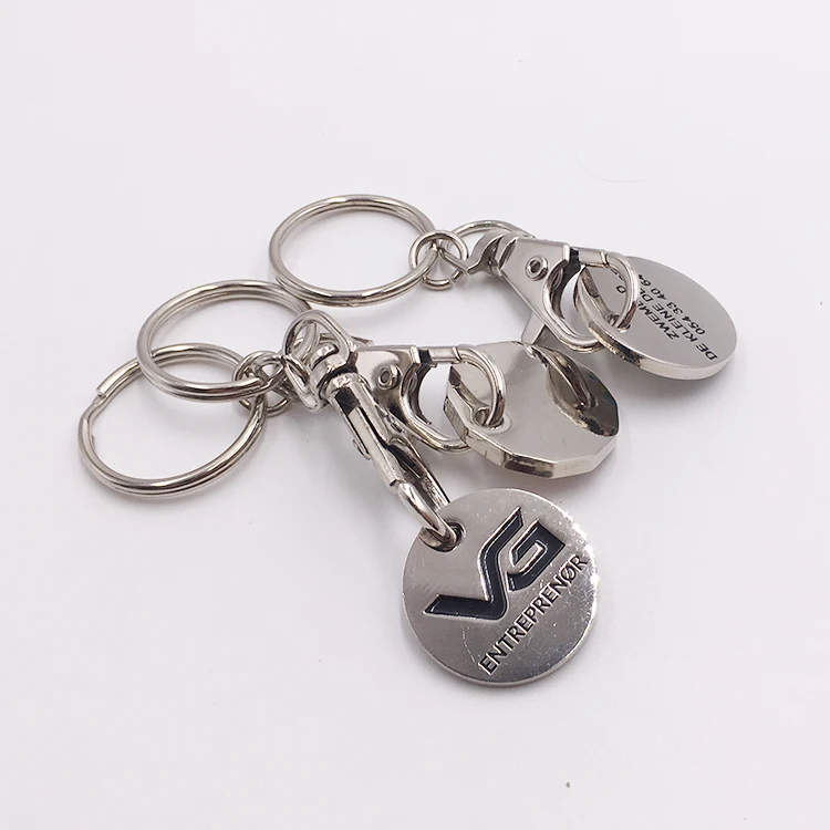 Factory price Promotion gift iron stamped with soft enamel supermarket token coin key chain /key ring/trolley coin