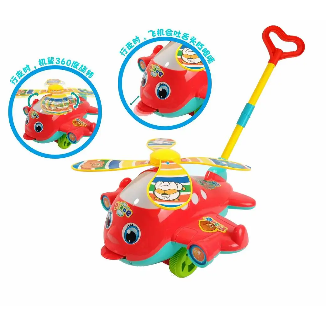 Empujar juguetes para nino hot sell pretend play plastic toys for kids push n go pull string cute cartoon animal with gear game