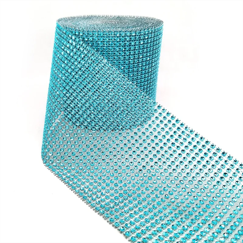 2019 top rated items blue 24 rows 10 yards rhinestone banding polypropylene ribbon craft trims diamond wrap mesh for wedding
