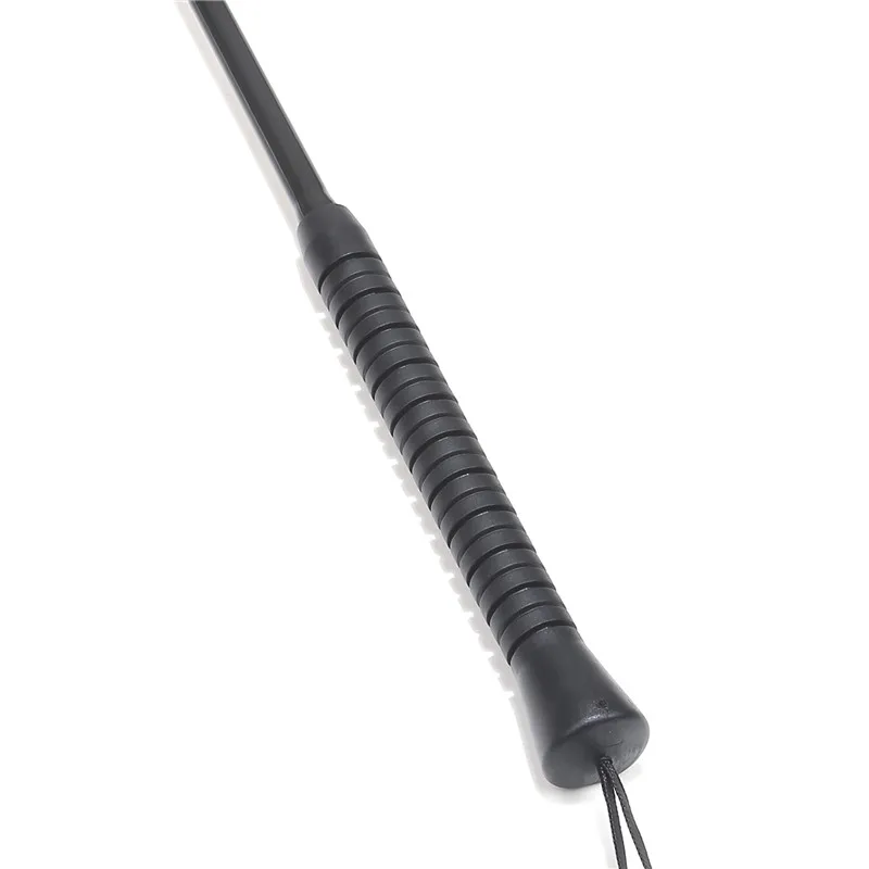 SM Fetish Black Metal Rivets Soft Plastic Long Handle Riding Crop Spanking Paddle