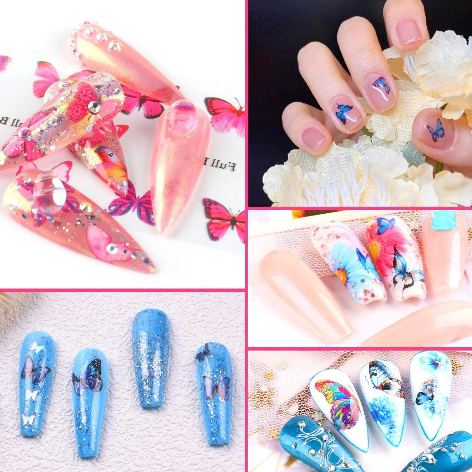 Colorful Nail Wraps Stickers Decals Nail Sticker Art Designer Butterfly Nail Sticker with Different Types