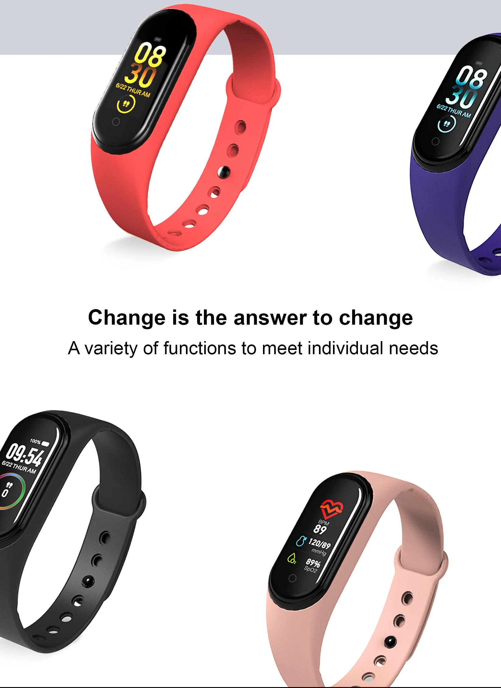 
2020 new smart bracelet 4 waterproof music play smartwatch m4 smart watch for ios android 