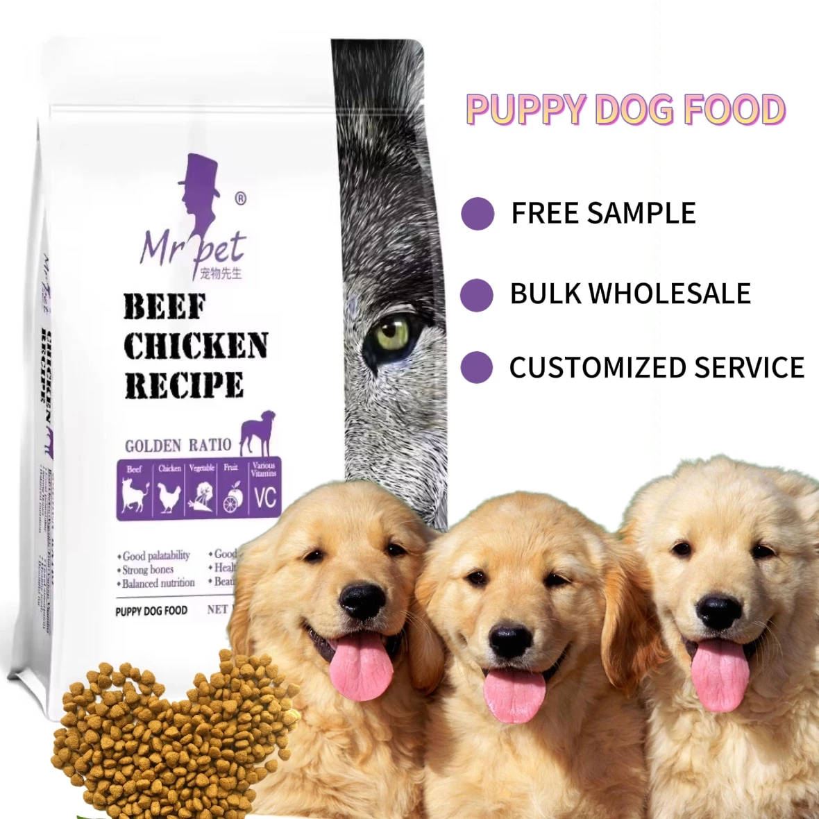 10KG China Wholesale Bulk Premium Organic Dry Pet Food Manufacturers Storage Products Premium Dog Food Dried