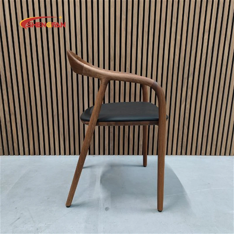 High Quality Dining Room Oak Backrest Walnut Color America Armrest Dining Chair NEVA Chair Dining Table Chair With Leather Seat
