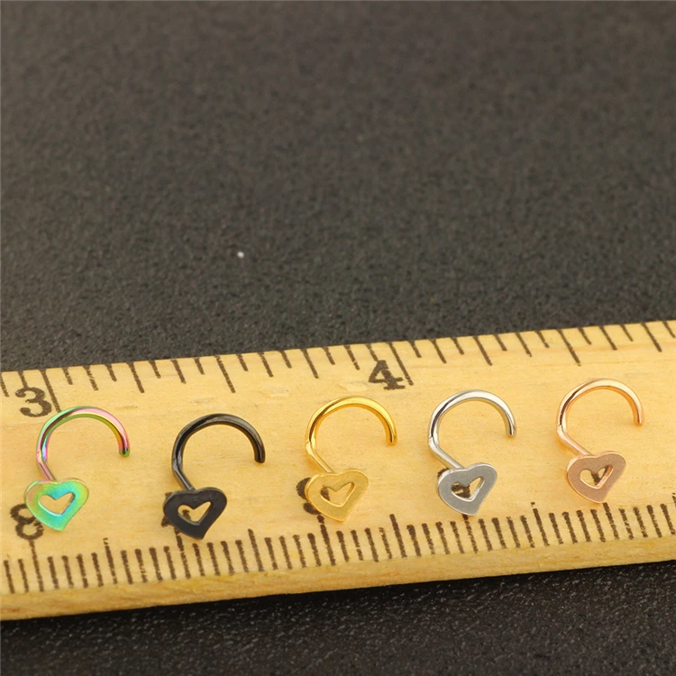  European and American fashion love curved hook nose nail stainless steel ring for piercing