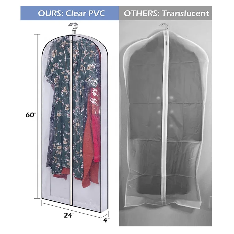 Garment Bags for Hanging Clothes  for Closet Storage Gusseted Clear Dress Bag for Clothes Garment Suit Bags