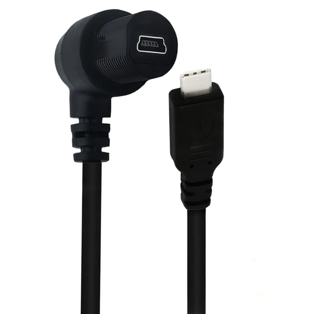 Угол наклона Mini 5P USB-B кабель к USB C Type-C панель данных удлинитель Type для автомобиля грузовик лодка мотоцикл приборная