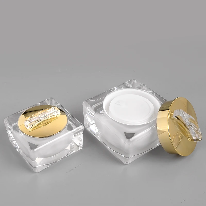 In Stock 10g 30g 50g White Gold Black SkinCare small face Cream Jar Bottle Luxury Acrylic plastic Cosmetics Packaging Containers