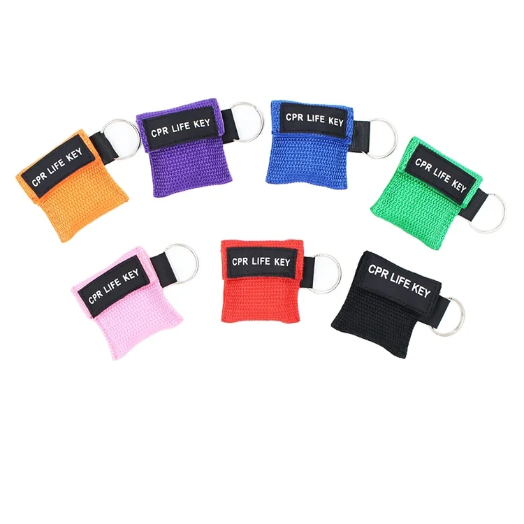 Wholesale disposable free breathing barrier face shield life key keychain training cpr mask