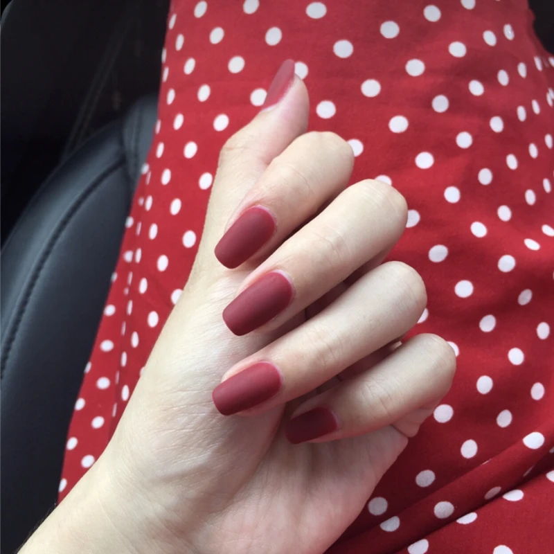 Press On Nail Kit Milk White, Black, Yellow, Red Matte Square Nail Art Tips Medium Size Quality DIY Manicure Tips 24 count