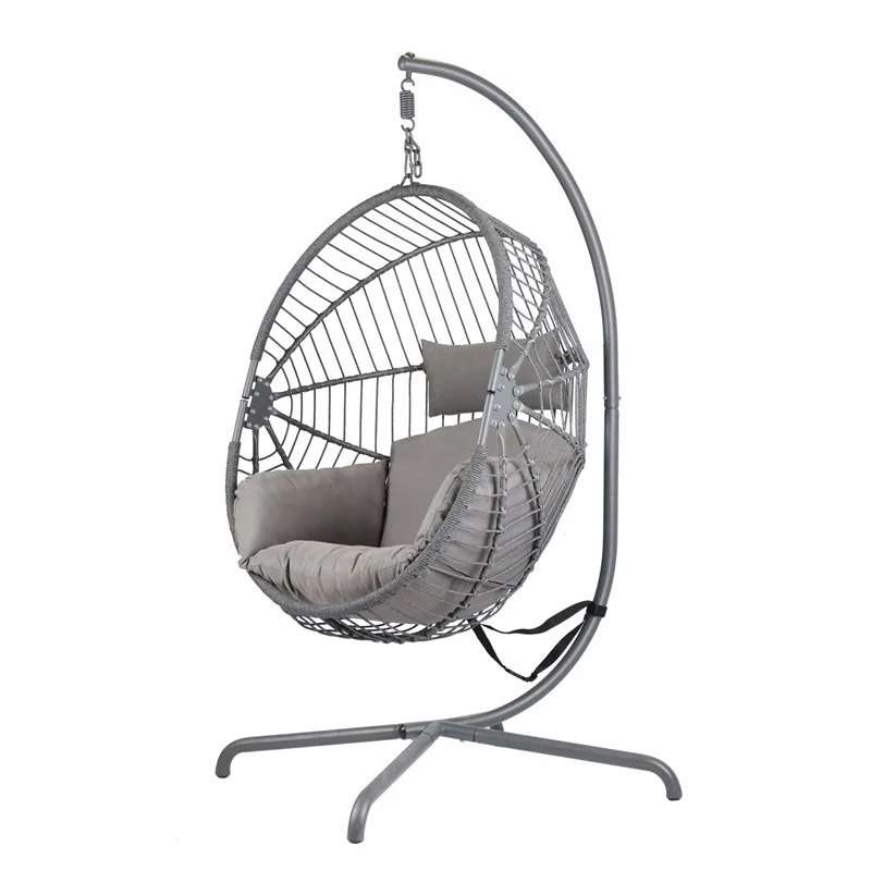 Wholesale outdoor Patio garden hanging egg chair modern steel frame egg swing chair rattan hanging egg swing chair
