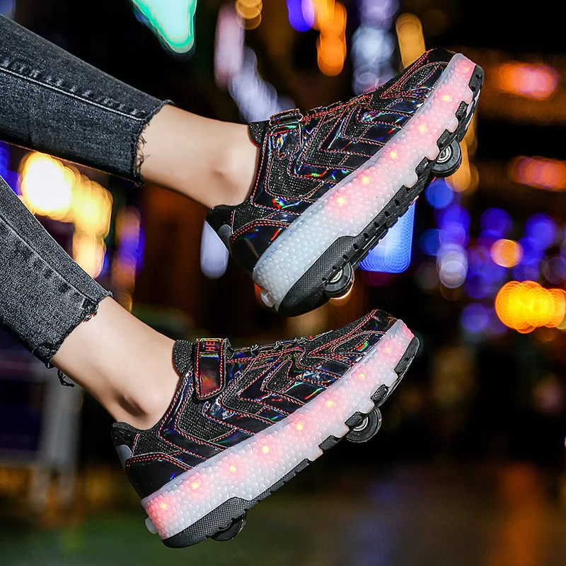 Kids Glowing Girls Sneakers with wheels Led Light up Roller Skates Sport Shoes Outdoor Fashion Luminous Shoes For Kids Boys