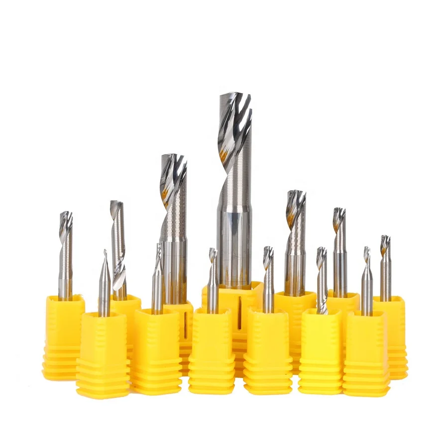 DouRuy Aluminum End Mill 3.175mm-10mm CNC Endmill Carbide Spiral Bits Single Flute End Mill For Aluminum Aluminum Cut  Single Bl