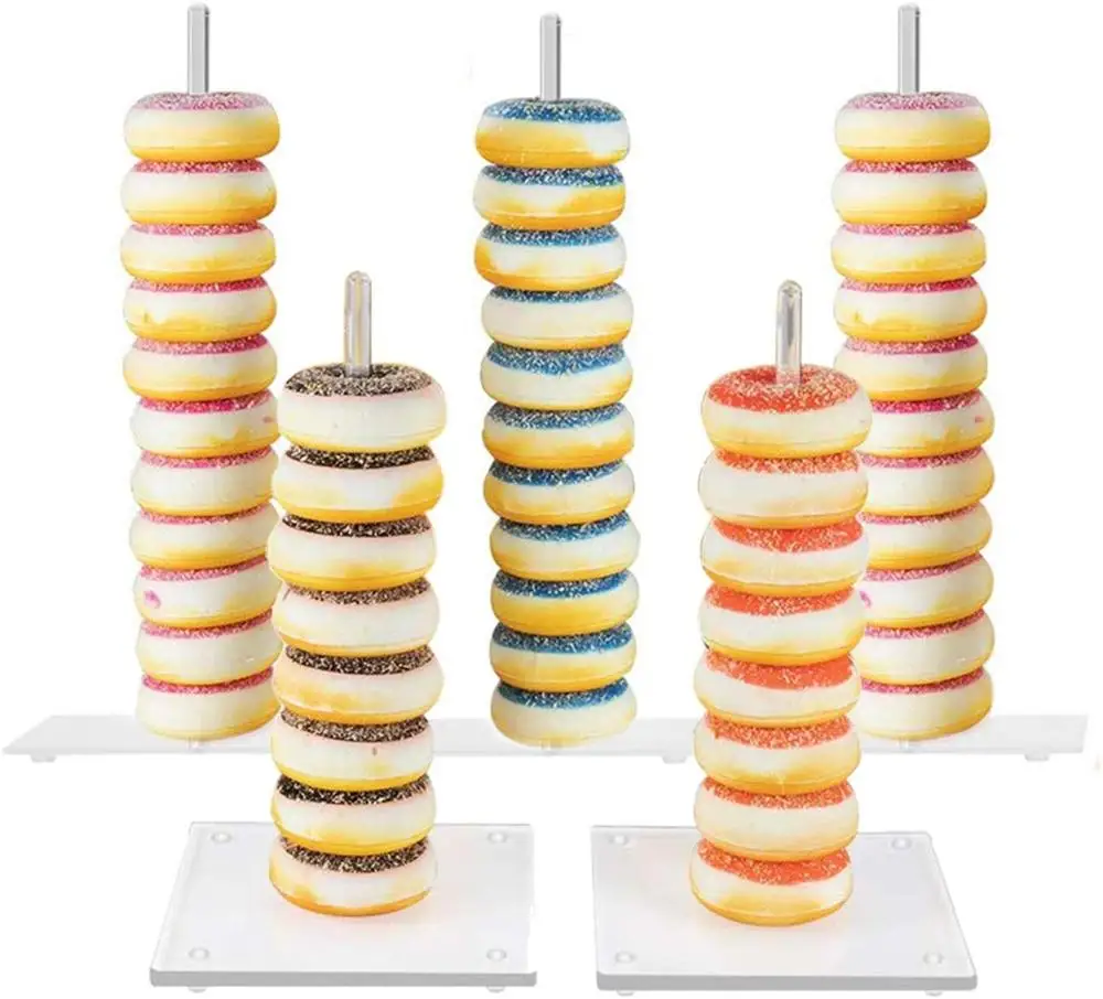 
Acrylic donut stand (5 pieces) transparent bagel display for wedding birthday party Christmas treat dessert table 