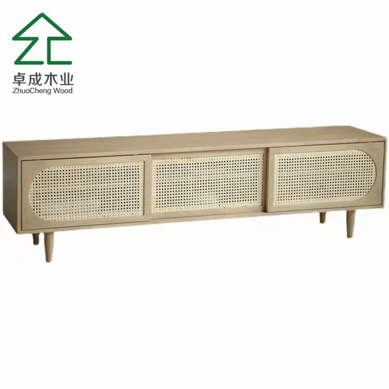 Grey Mat Modern Tv Stands Living Room Furniture Bedroom Wardrobe Wooden Rattan Tv Cabinets With Sliding Doors