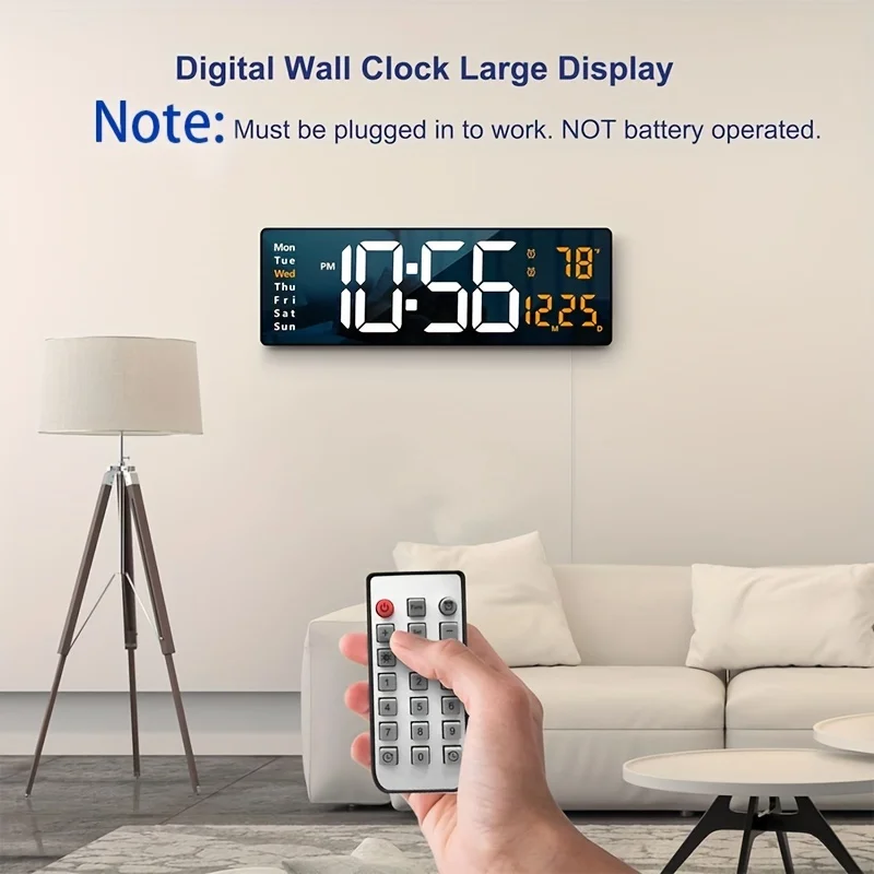 Factory Price Large LED Digital Wall Clock Remote Control Temp Date Week Memory Table Wall-mounted Dual Electronic Alarms Clocks