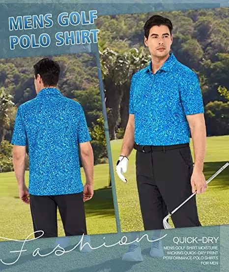 Wholesale Custom Sublimation Printed 4 Way Stretchy Mens Quick Dry Short Sleeve Tennis Golf Polo Shirts