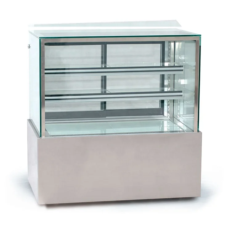square glass cake display fridge showcase stand up upright refrigerator