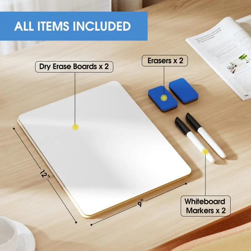 Small White Board 2 Pack Dry Erase Boards Double Sided Portable White Boards for Students