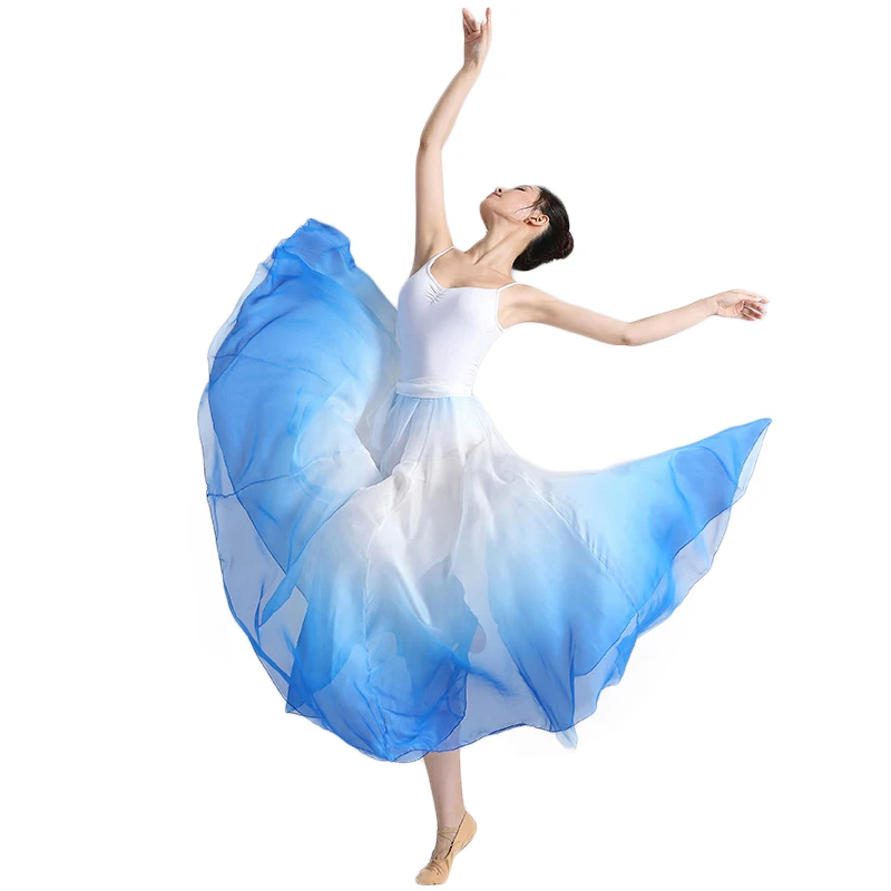 Wholesale Hight quality Silk Gradient Oriental Belly Dance Half long Skirt