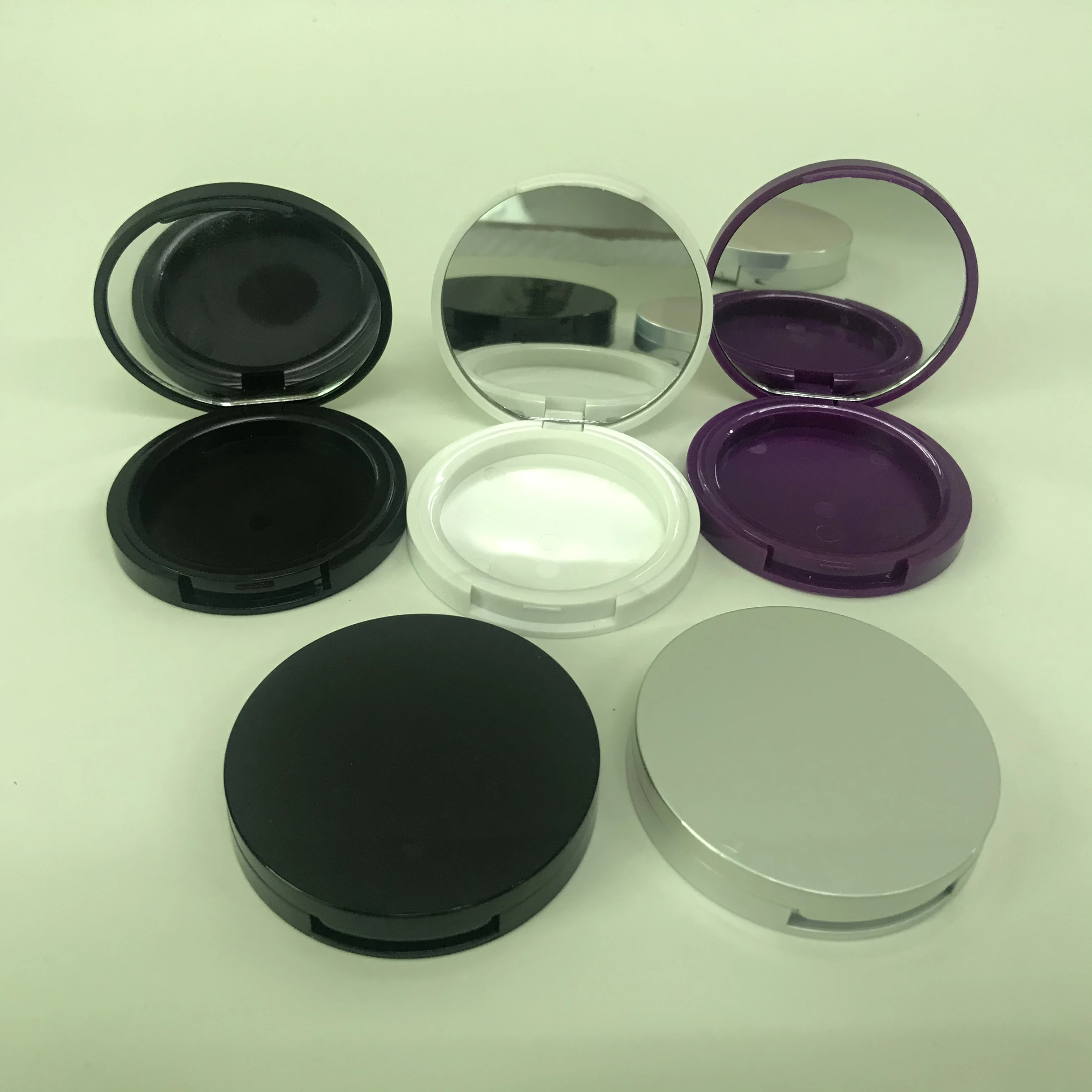 Round Powder Cosmetic Container Blush Press Powder Case 12g Plastic Compact Compact Powder Packaging with Mirror Clear Plastic