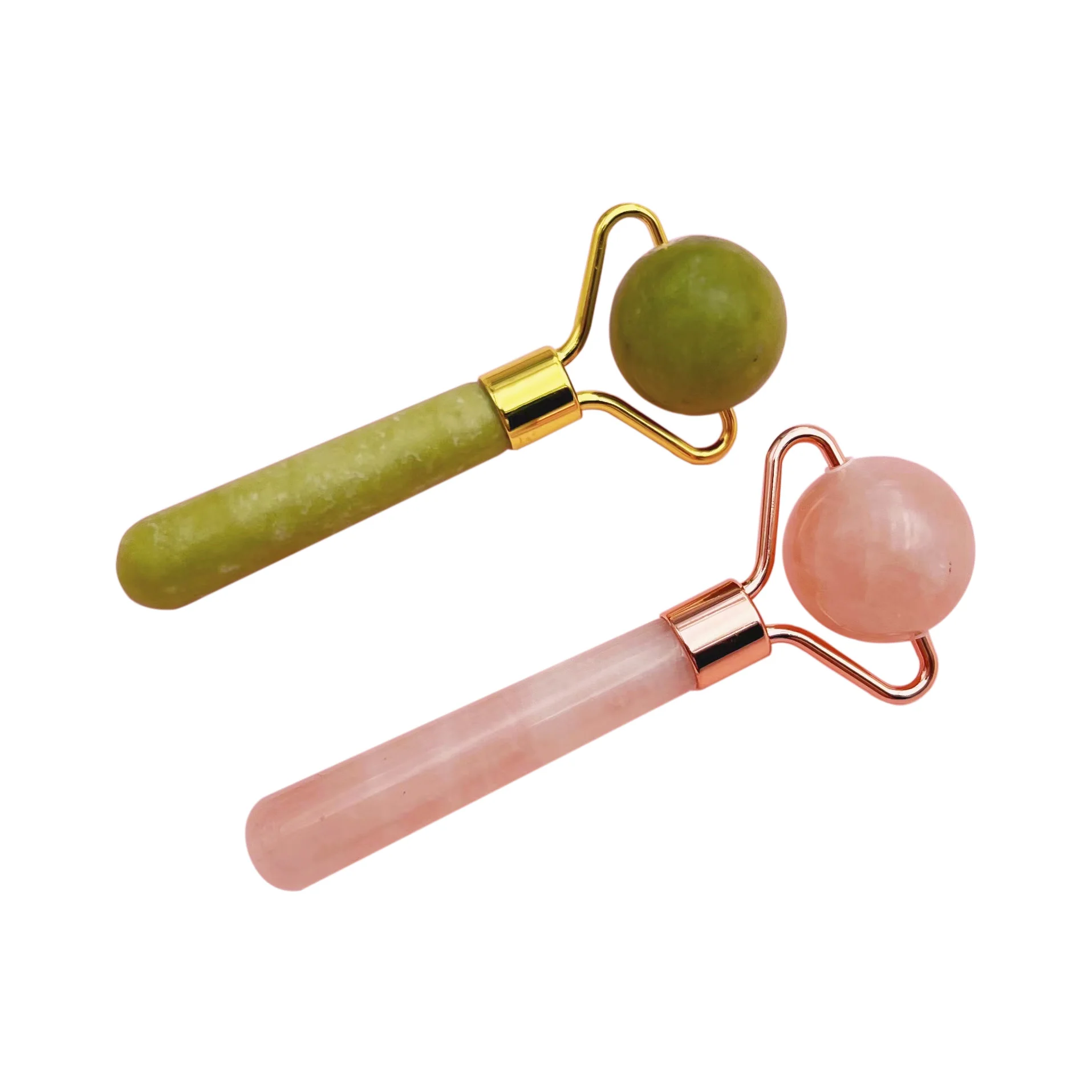 Custom Logo Facial Beauty Roller Skin Care Tools Mini Rose Quartz Green Jade Roller Massager