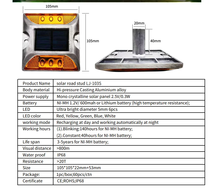 Hot Selling Energy Saving Traffic Solar Led Road Marking Studs Road Studs