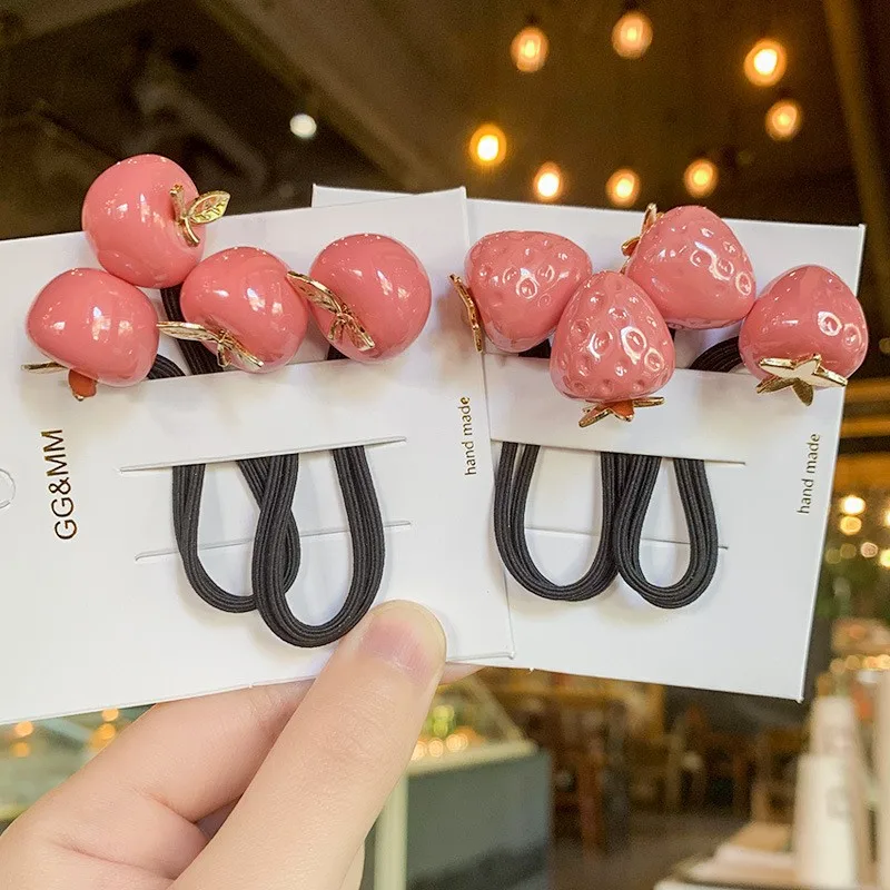 High elastic fruit rubber band hair accessories for kids ponytail cute and beautiful kids accessories