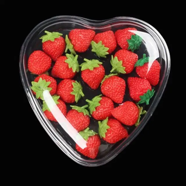 Wholesale Strawberry Heart Blister Insert Disposable Plastic Container Fruit Tray