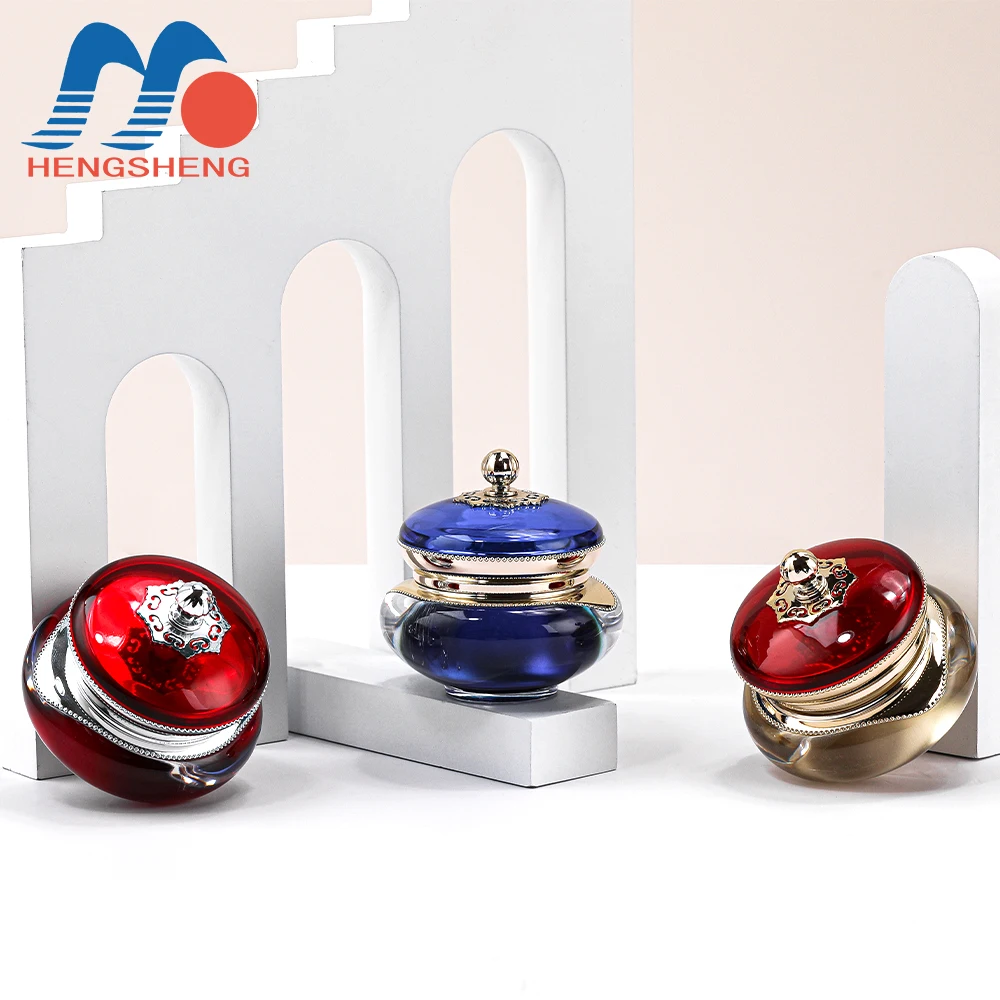 Blue red custom color logo 20g acrylic packaging container plastic cosmetic cream jars with lids