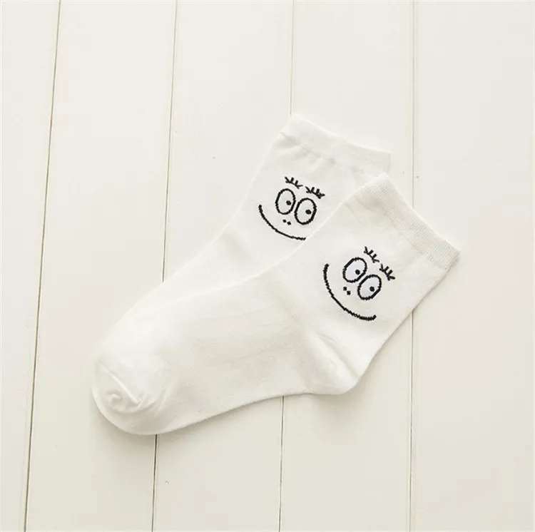 Barbapapa Women Cartoon Funny Smiley Face Cotton Crew Socks Campus Girl Socks