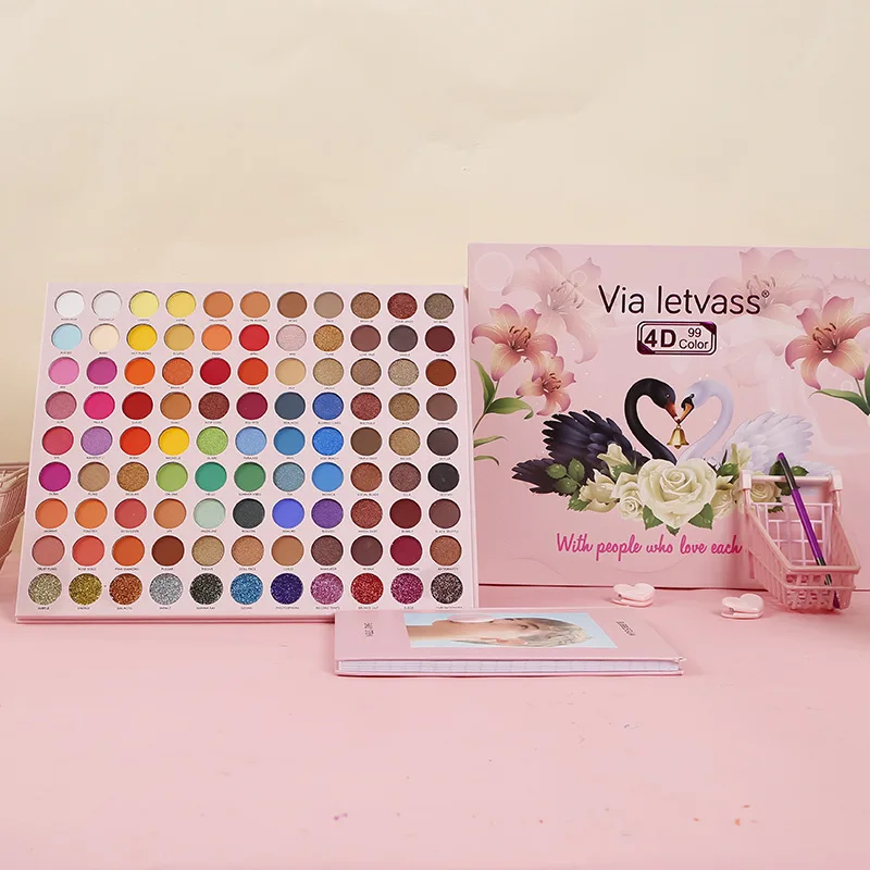 Via 99 Color Paper Powder Swan Eyeshadow Beginner Matte Pearl Sequin Palette