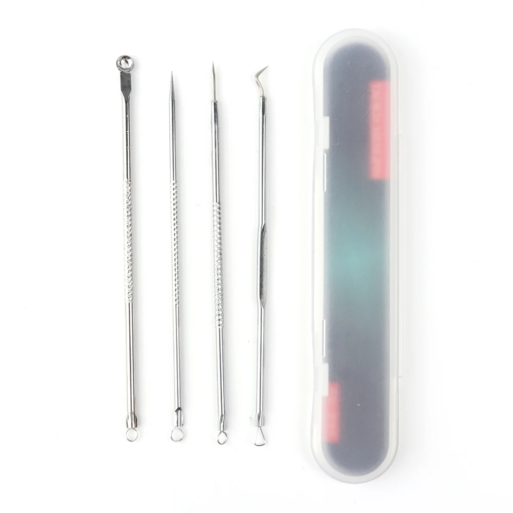 Новый нержавеющая сталь 4 шт. Пинцет для удаления черных точек-экстрактор встроенный в транспортное средство инструмент Acne комедонов комплект Удаление прыщей