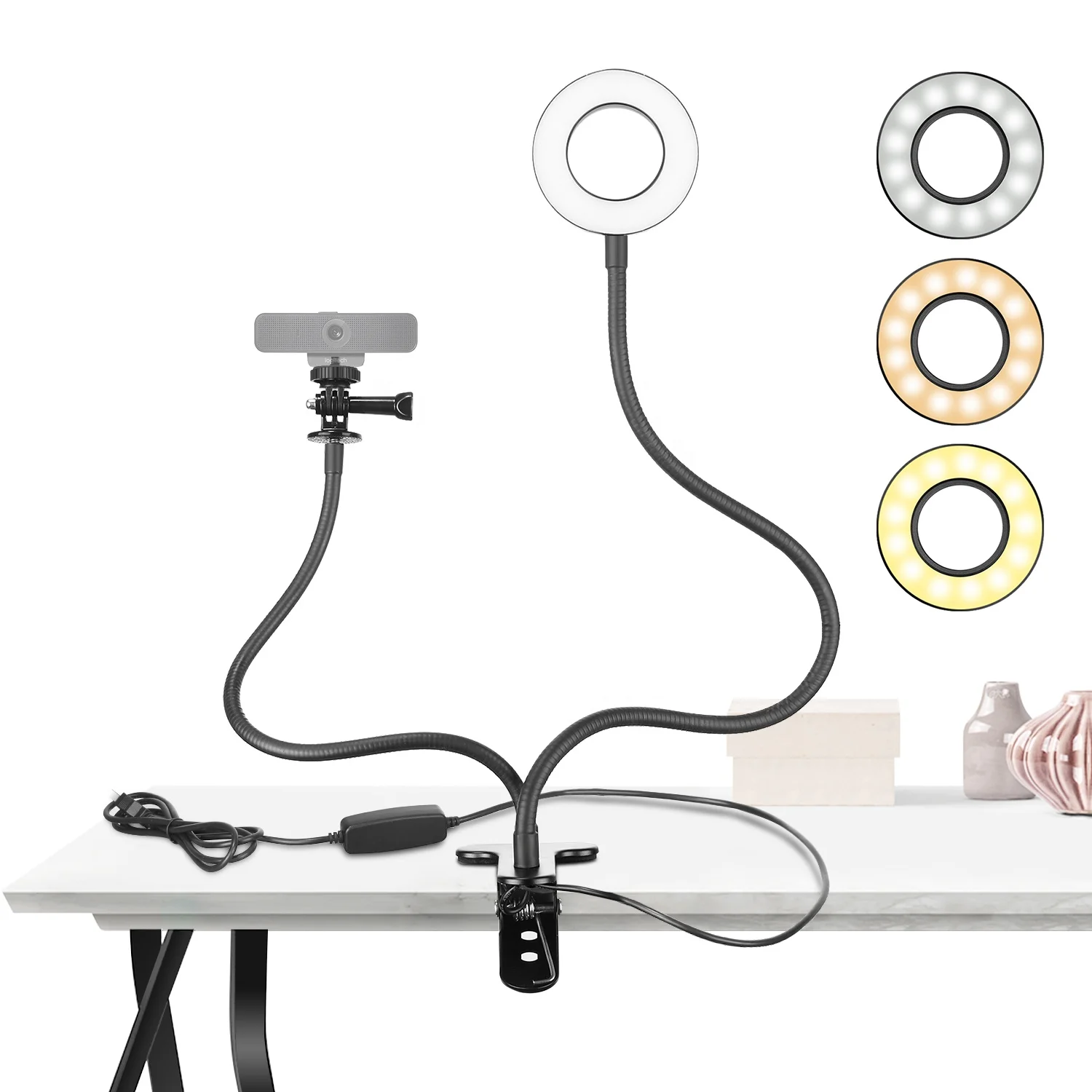 Desk Lazy Bracket Makeup Light Lamp Ring Light Smartphone With Webcam