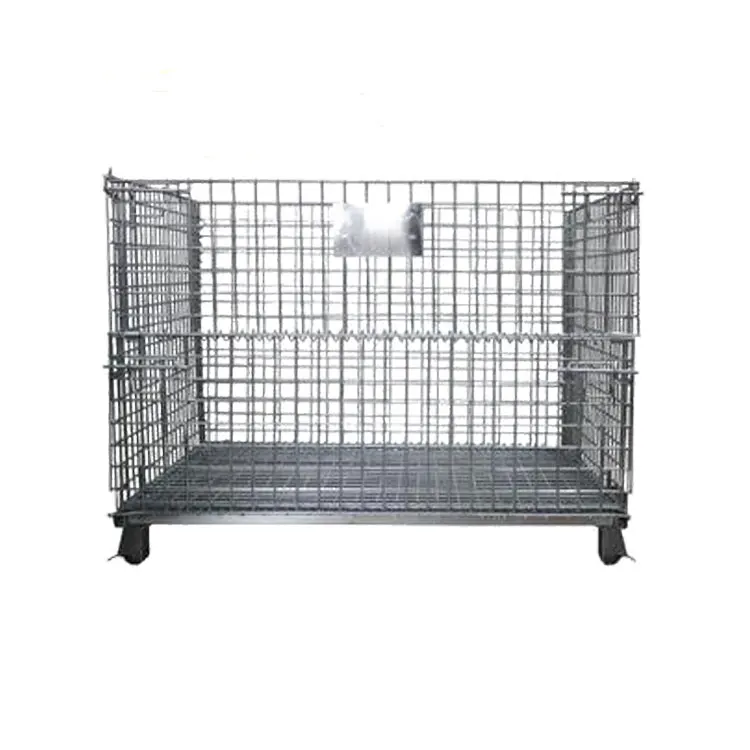 Movable Assemble Metal Shipping Pallet Galvanized Storage Shelf Rack With Wire Cage For Warehouse Storage Rack