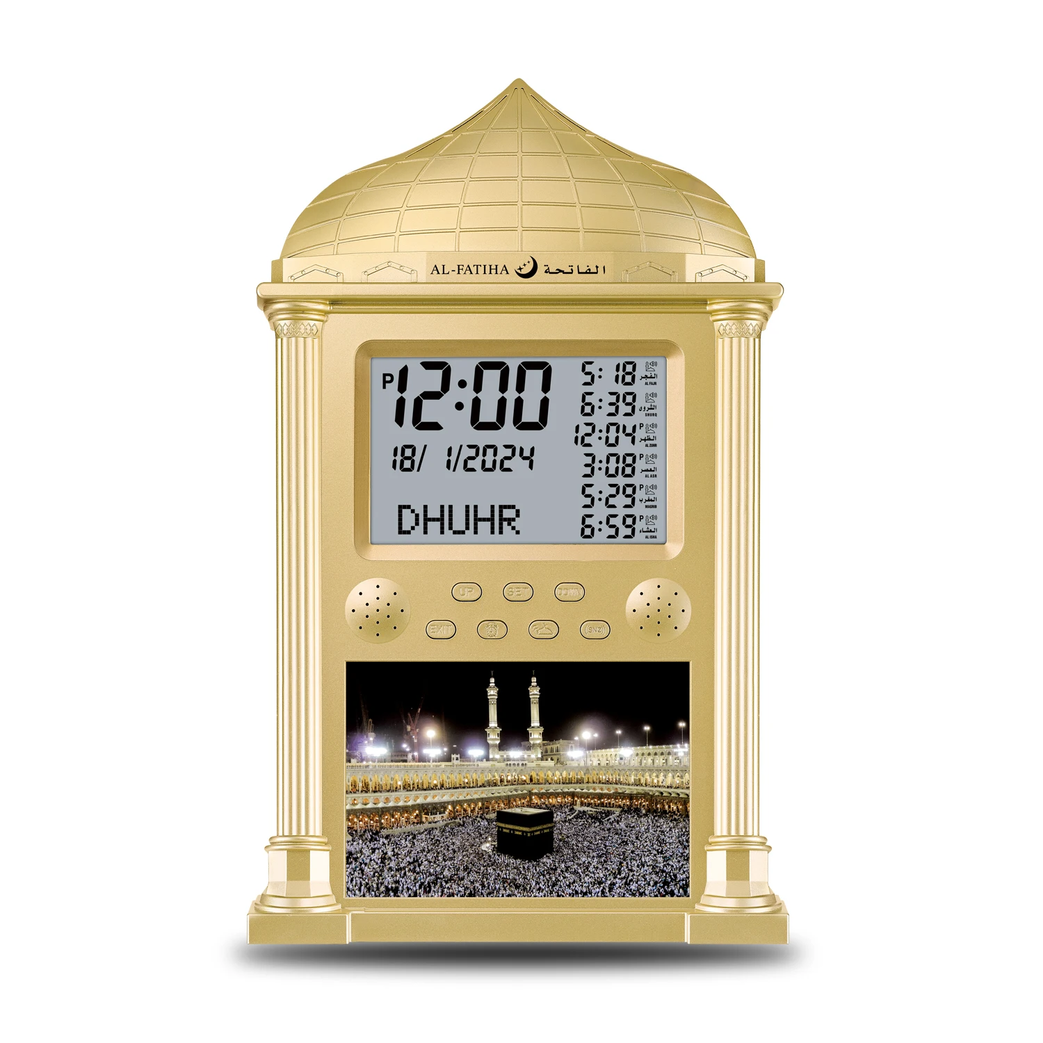 2024 New Arrival Al-Fatiha Full Display Muslim Digital Mosque Table/Wall Azan Clock Islamic Athan clock FAJ-118
