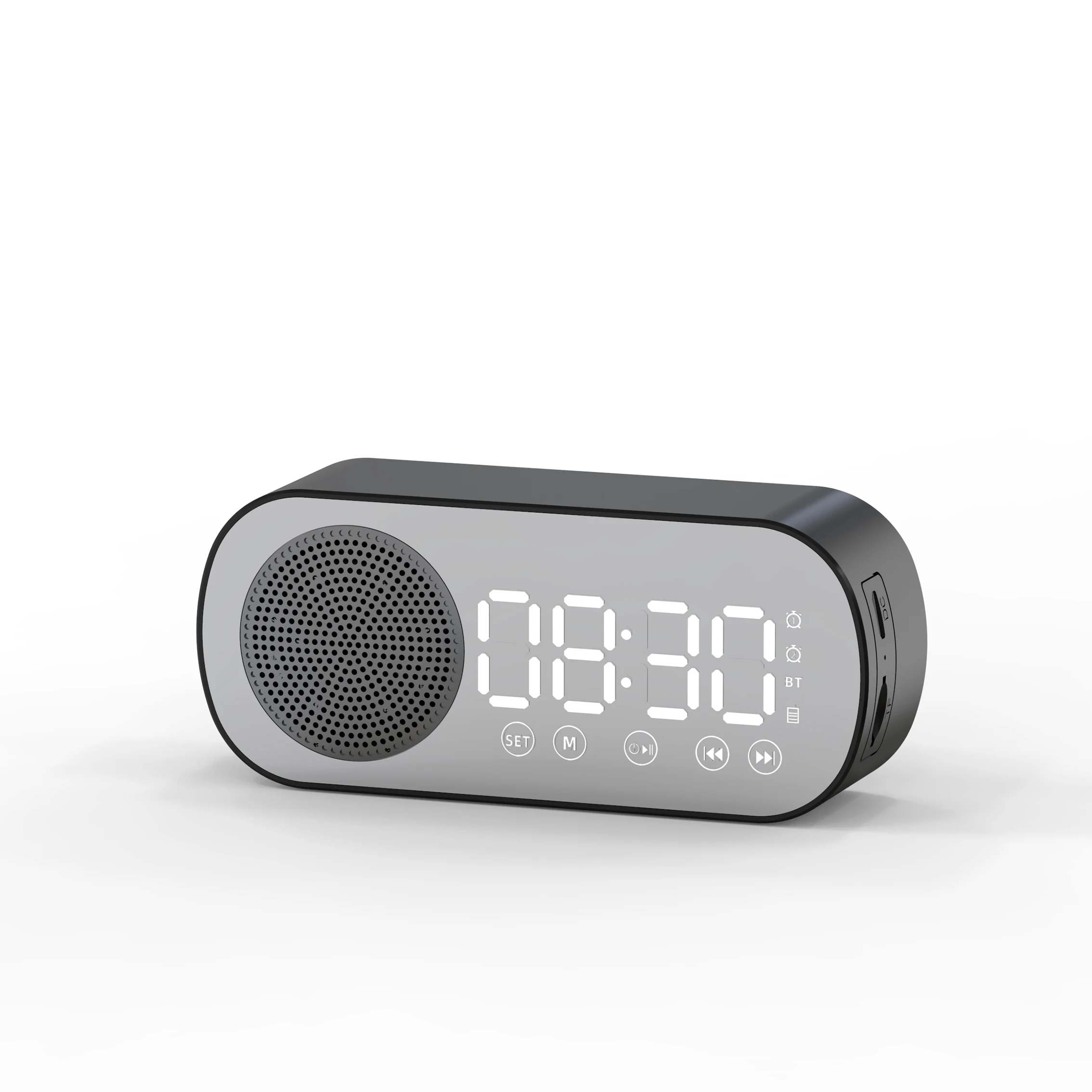 2022 New Product Alarm Clock With Mirror Digital Clock USB Charging Mini Portable Bluetooth Speaker