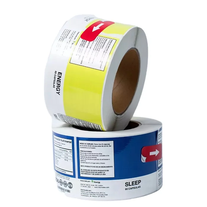 Yellow Blue Medicine Bottle Label Custom Free Logo Design  Labels Stickers Tag