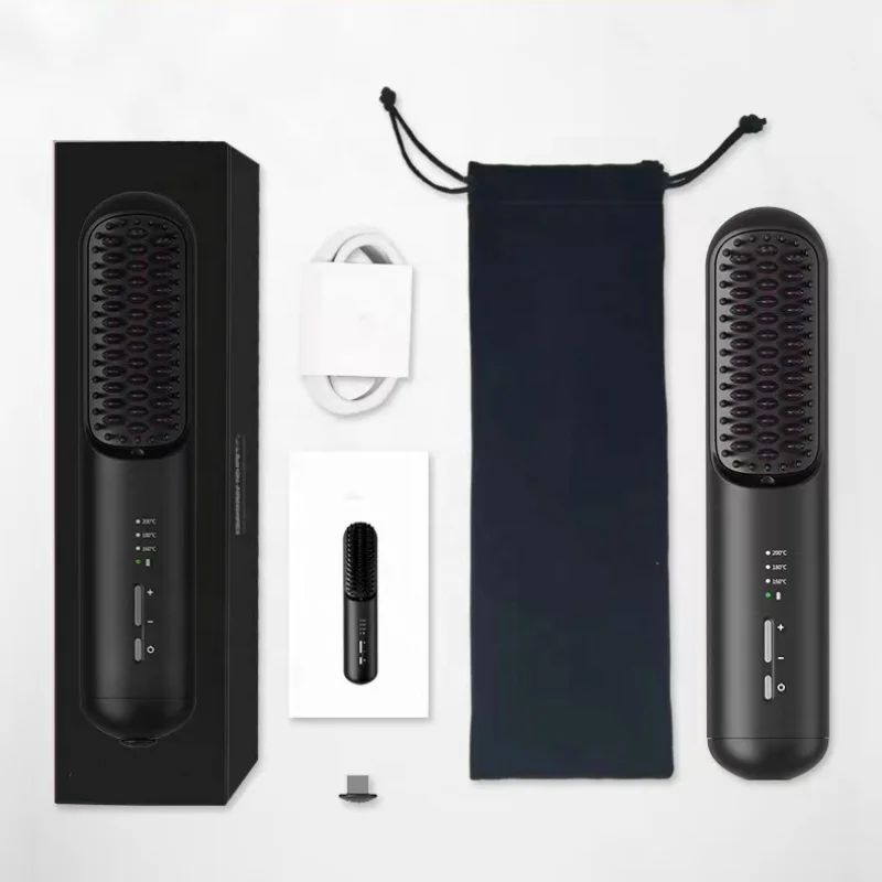 Portable MINI Hair Straightening Comb with USB Rechargeable  Negative Ion Cordless Hot Comb