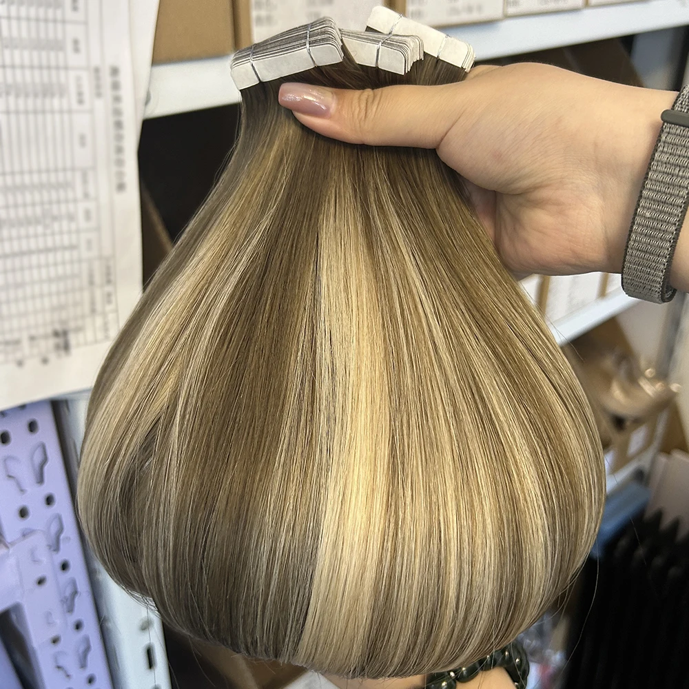 virgin hair Slavic Hair Double Drawn Invisible Slim Skin Pu Seamless Russian Tape In Human Hair Extension