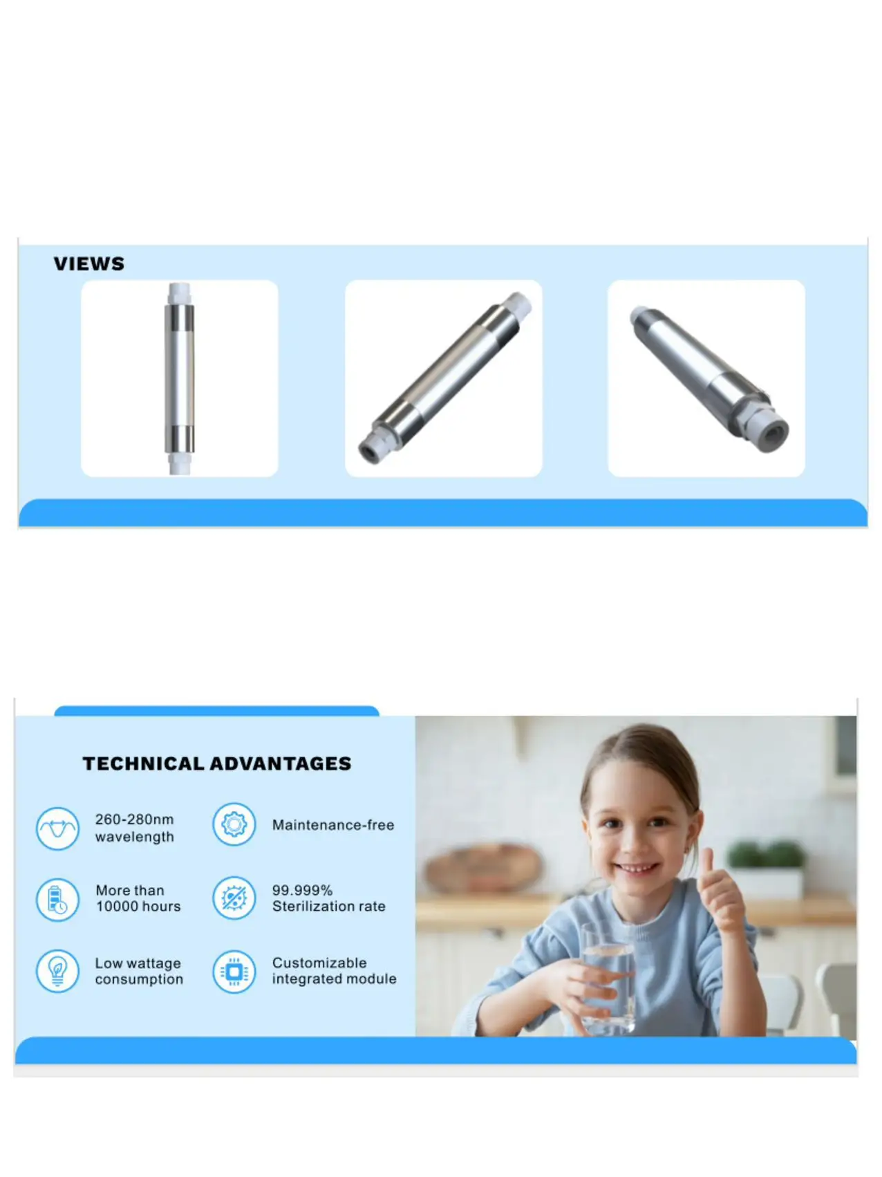 HC water flow 4-6L/min  Maintenance-free UV water treatment for RO filtration system  purifier water