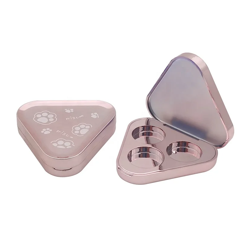 luxury triangle plastic eyeshadow palette packaging with mirror laser engraving magnetic empty eyeshadow palette