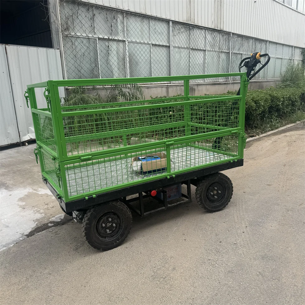 Electric Four-Wheel Multi-Functional Trolley Cart With Double Disc Brake System For Cargo Handling Or Transportation