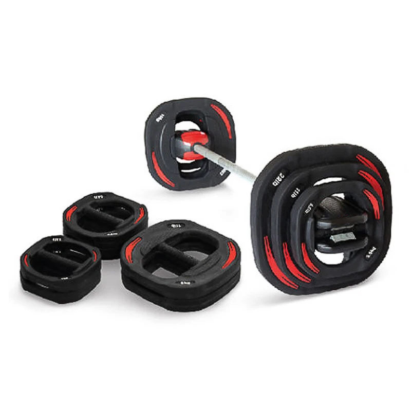 
Hadley Black+Red Adjustable TPU Barbell 20kg Weightliftingg Weight Plates Barbell Set fitness use for home gym 