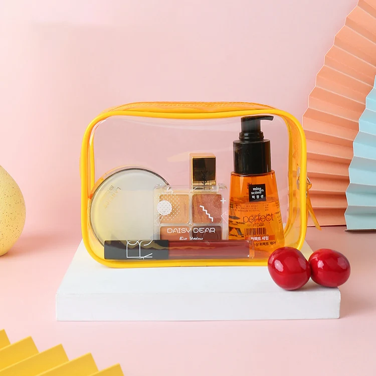 New Custom Logo Waterproof Makeup Bag Portable Clear PVC  Outdoor Cosmetic Toiletry Bag Large Travel Storage Pouch Make up Bag