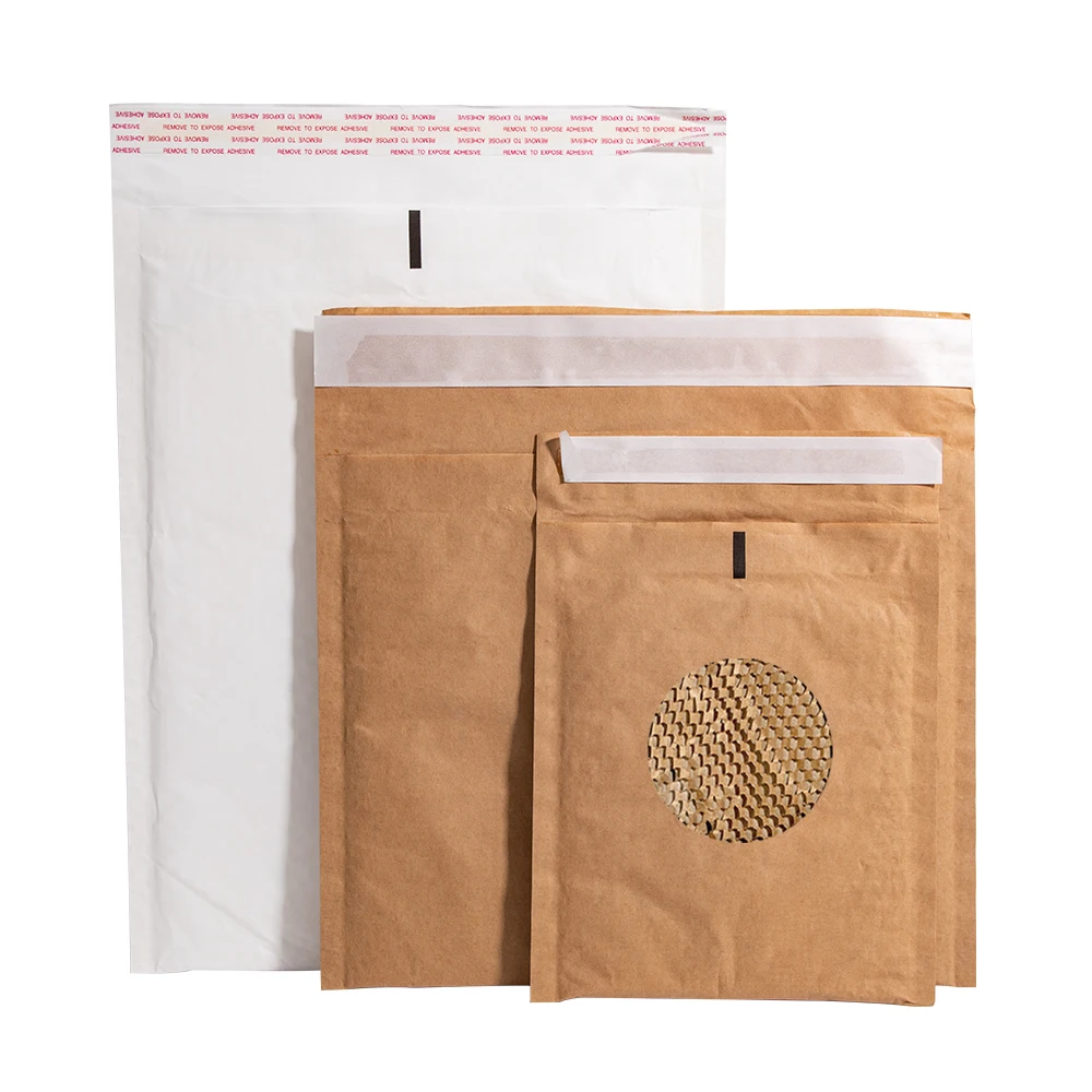 Compostable Honeycomb Padded Kraft Paper Express Envelope Mailer Biodegradable Shockproof Mailing Bags